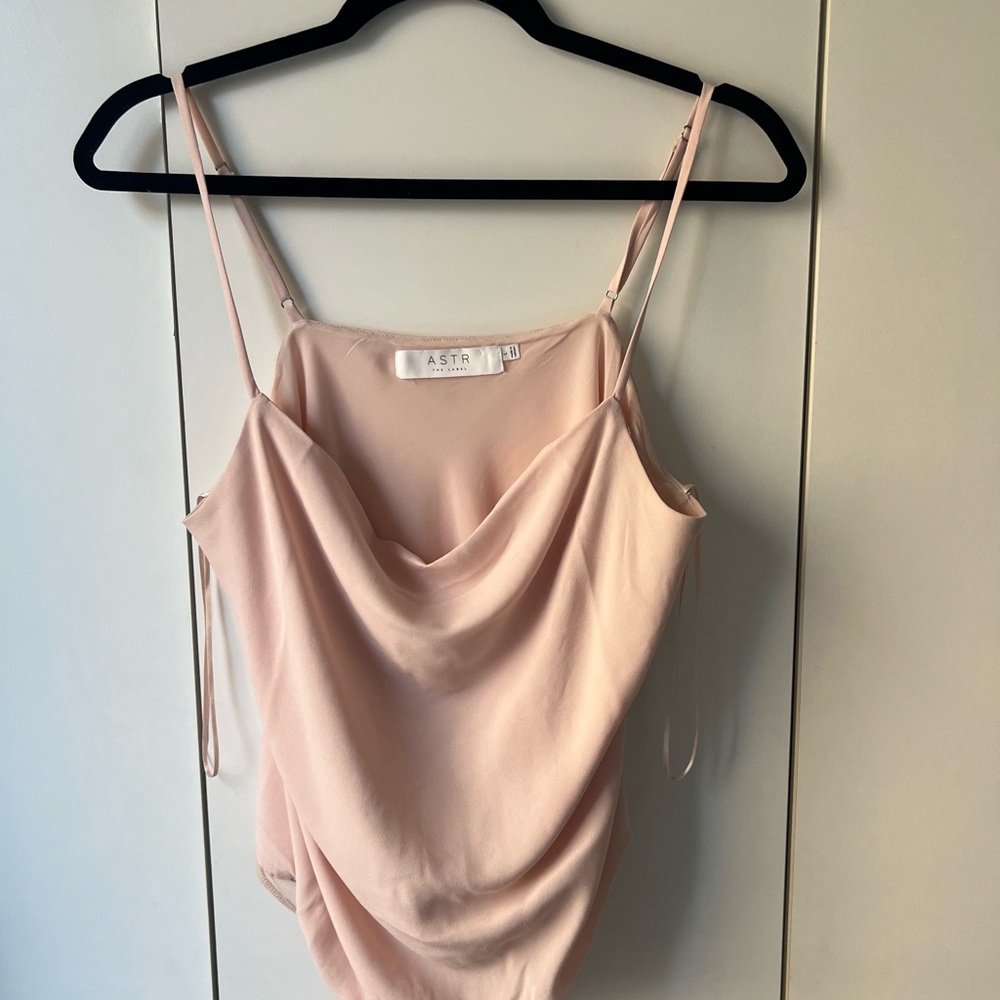 ASTR the Label Pink Cowl Neck Cami Bodysuit - Size L